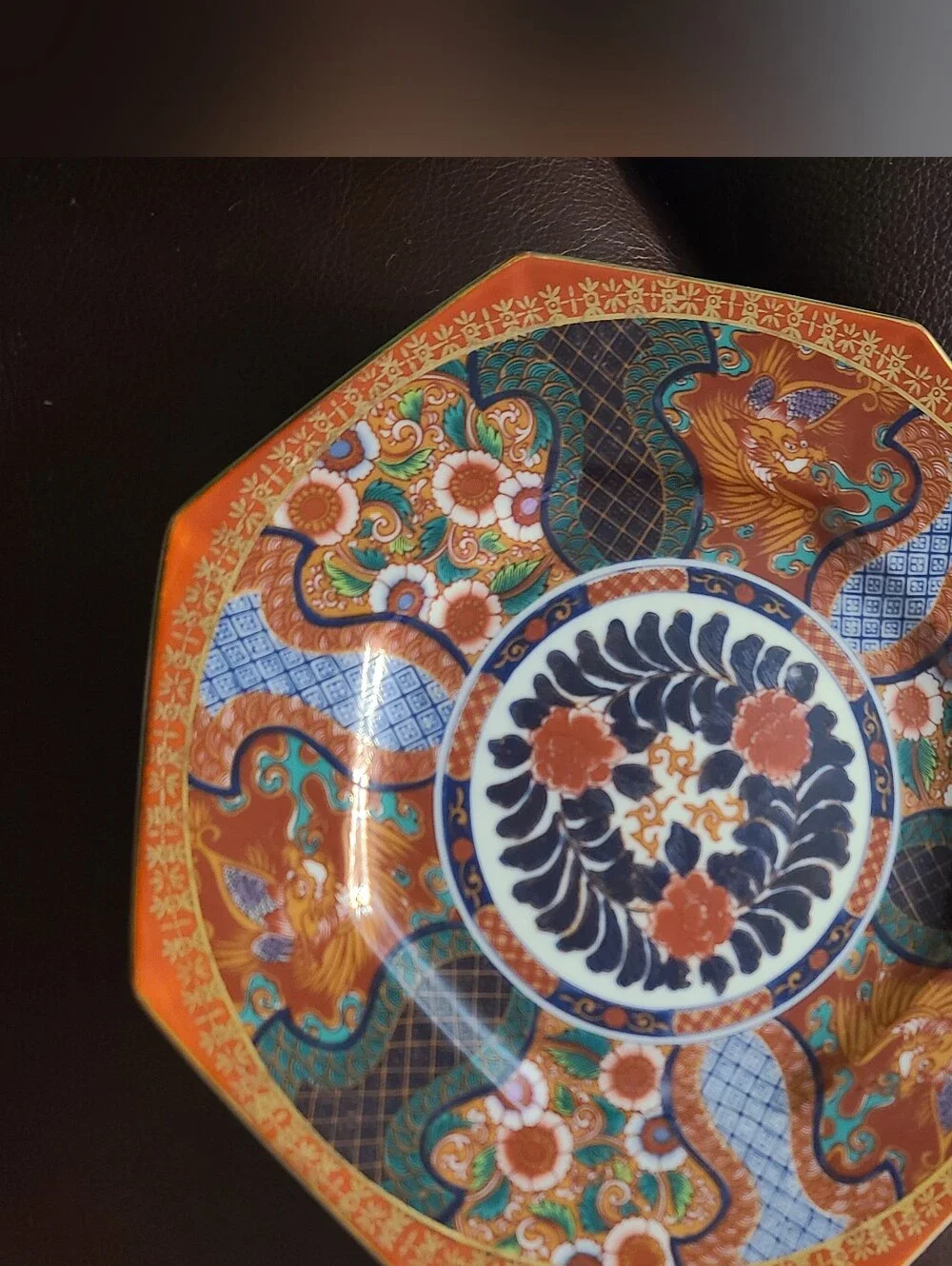 Vintage Saji Japanese Imari Octagonal Dinner Plates - Set of 4 - Fine China 9.5